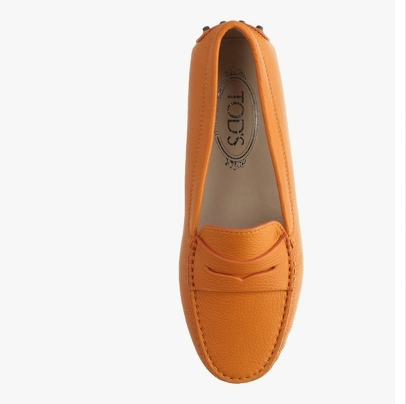WOMEN'S ORANGE TOD'S GOMMINI DRIVING MOCCASIN FLAT LOAFER SIZE 38